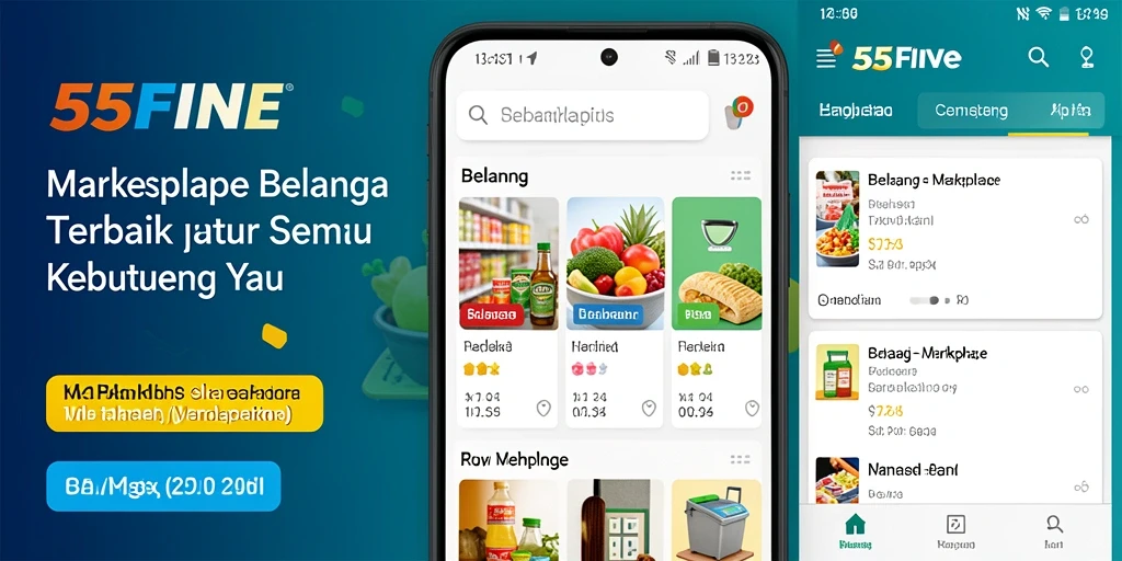 Tampilan antarmuka aplikasi 55FIVE yang user-friendly untuk belanja online.