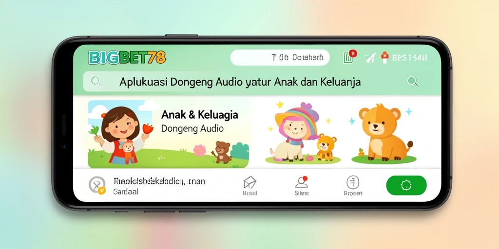 Antarmuka aplikasi dongeng audio BIGBET78 yang menarik dan interaktif.