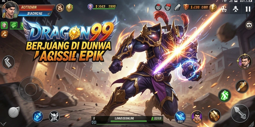 Antarmuka permainan DRAGON99 yang menampilkan pertarungan yang intens.