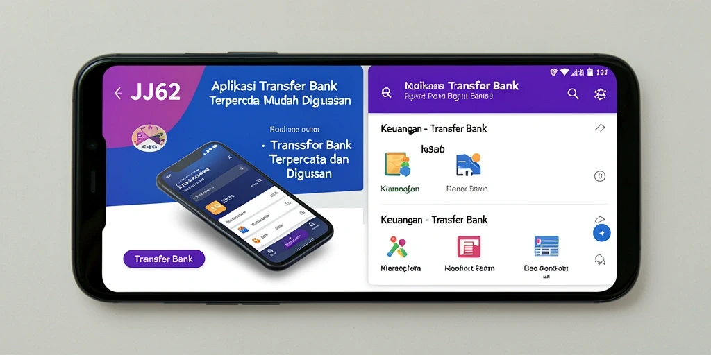 Tampilan antarmuka pengguna aplikasi Transfer Bank JJ62 yang simpel dan fungsional.