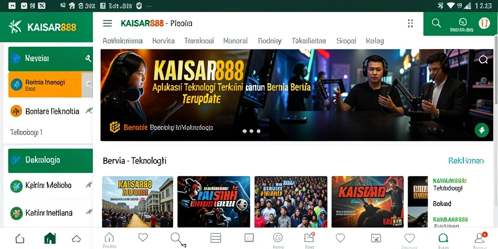 Tampilan antarmuka aplikasi KAISAR888 yang modern dan informatif.