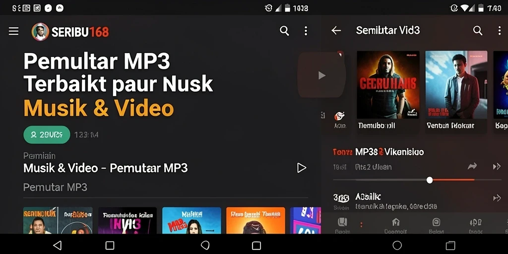 Tampilan antarmuka Pemutar MP3 SERIBU168 yang menarik.