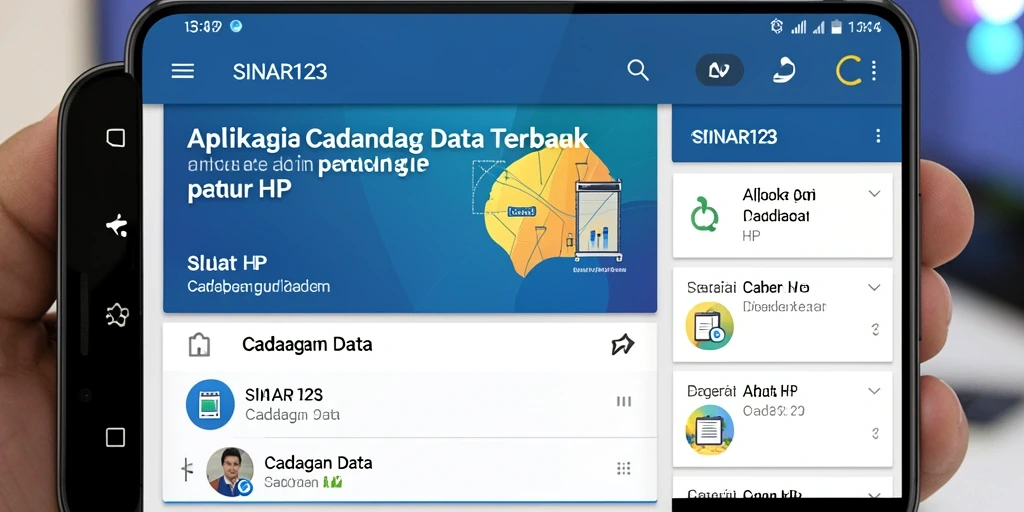 Tampilan antarmuka aplikasi SINAR123 untuk cadangan data yang mudah digunakan.