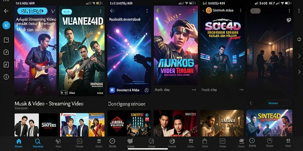 Tampilan antarmuka SINTE4D untuk menonton video musik dengan mudah.